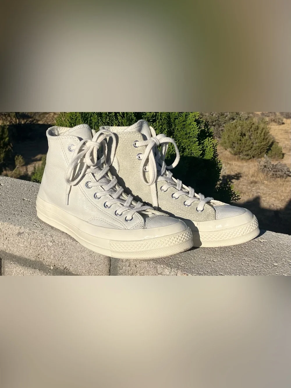 Converse High Top Sneakers in Light Cream Suede M7 W9